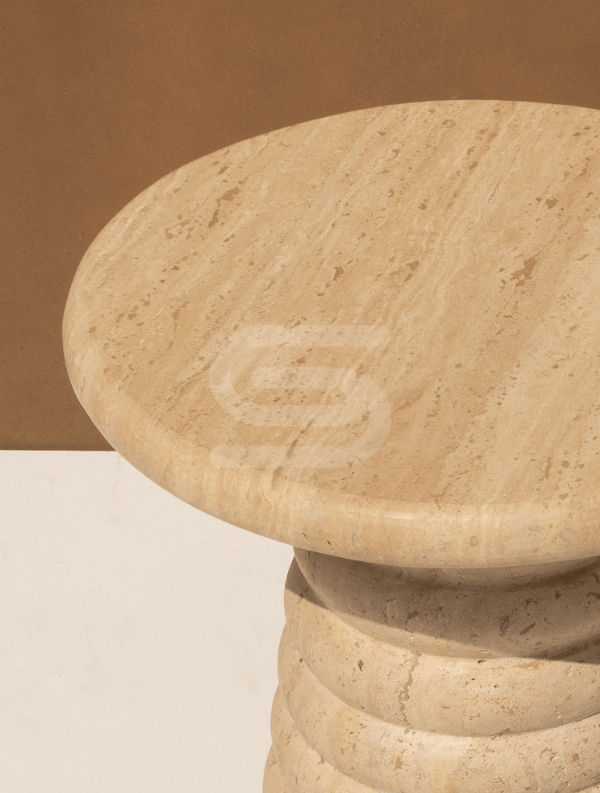 Cono Ringo Travertine Side Table