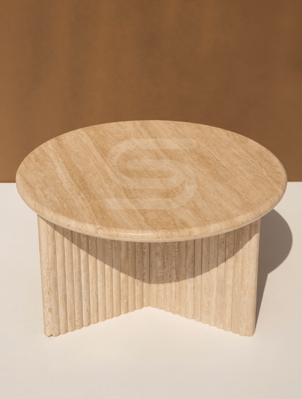 Jenoa Fluty Travertine Side Table