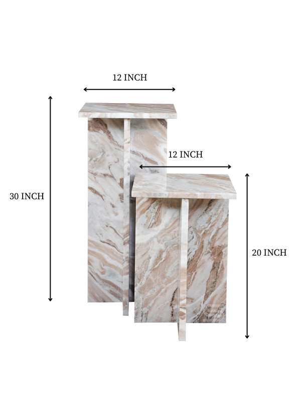 Marble-Flow Side Table Set of Two
