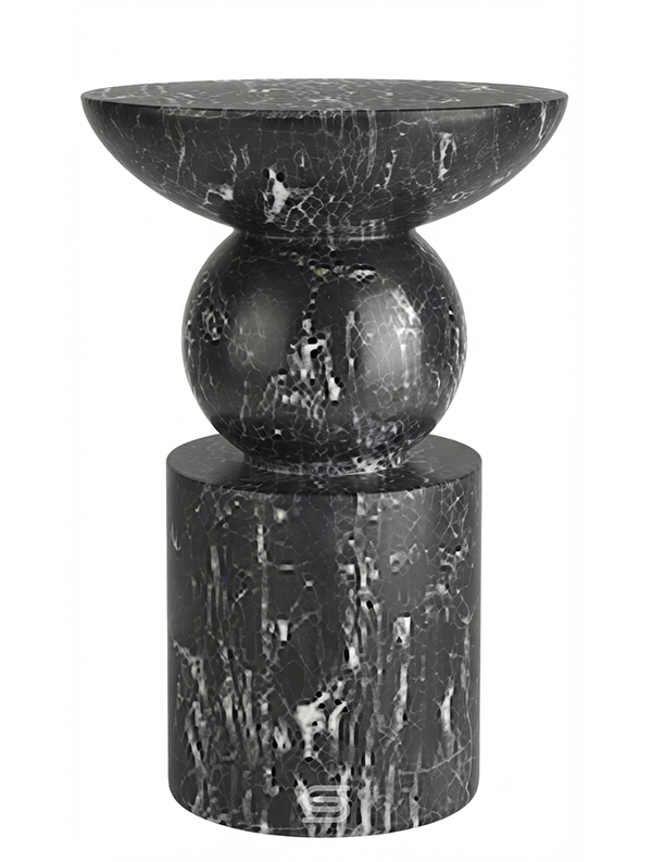 Nero Totem Orb-Core Solid Marble Side Table
