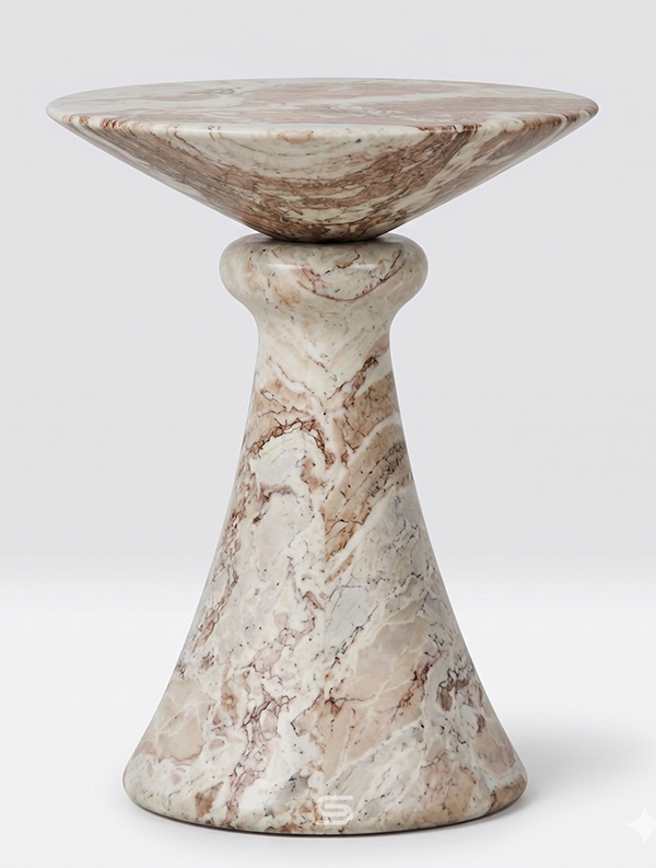 Calypso Hourglass Rose Marble Side Table
