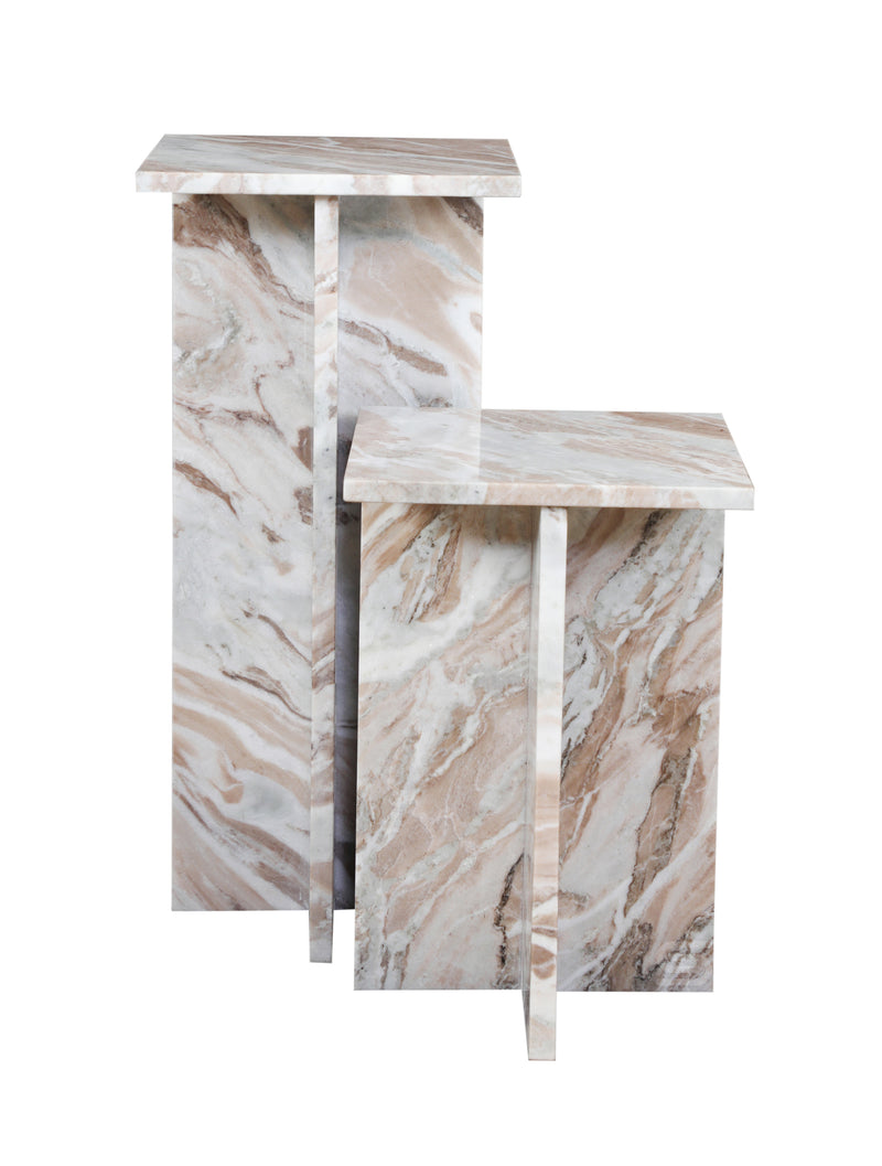 Marble-Flow Side Table Set of Two