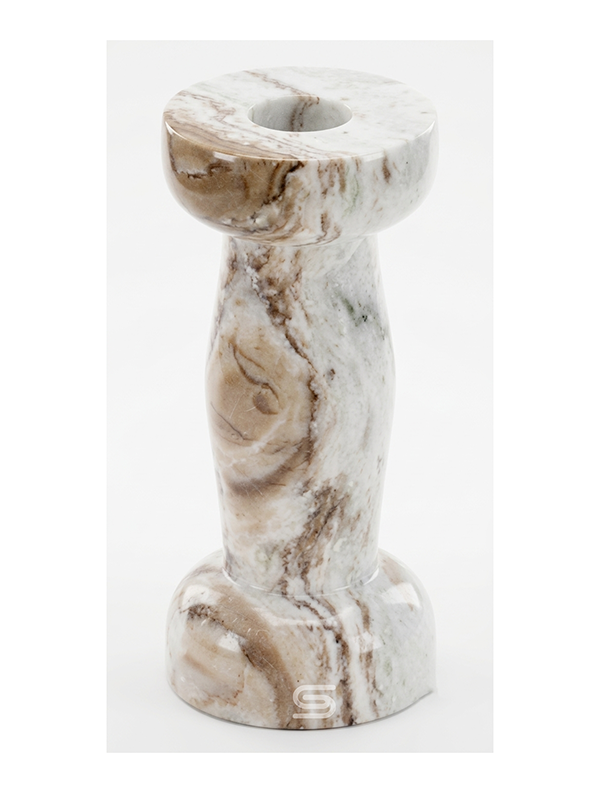 Juno Fluted Hourglass Marble Accent Side Table