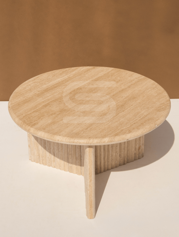 Jenoa Fluty Travertine Side Table