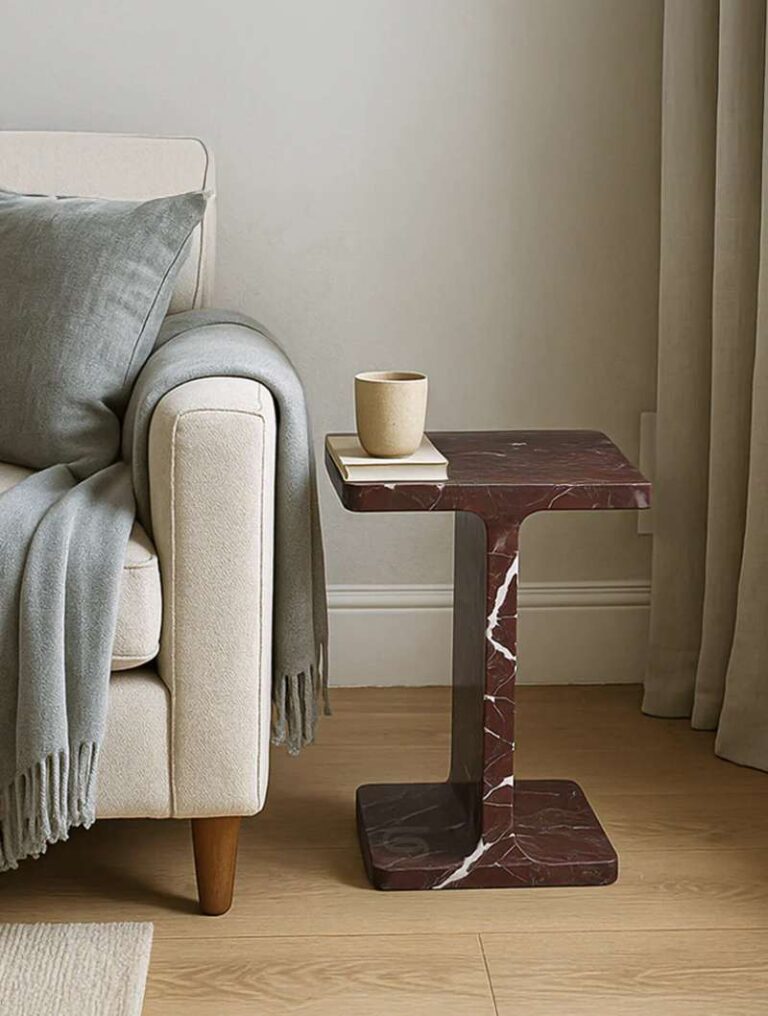 I-Beam Marble Side Table