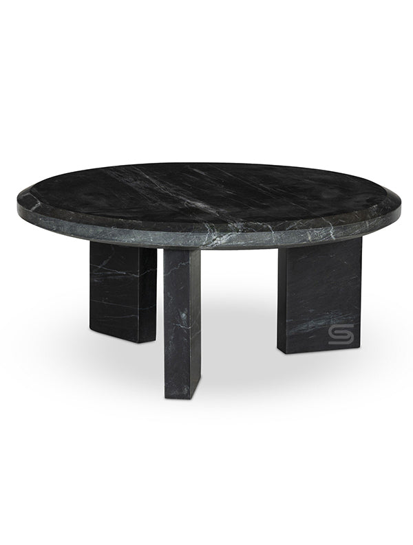 Eclipse Pillar Black Marble Coffee Table