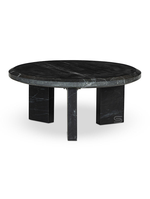 Eclipse Pillar Black Marble Coffee Table