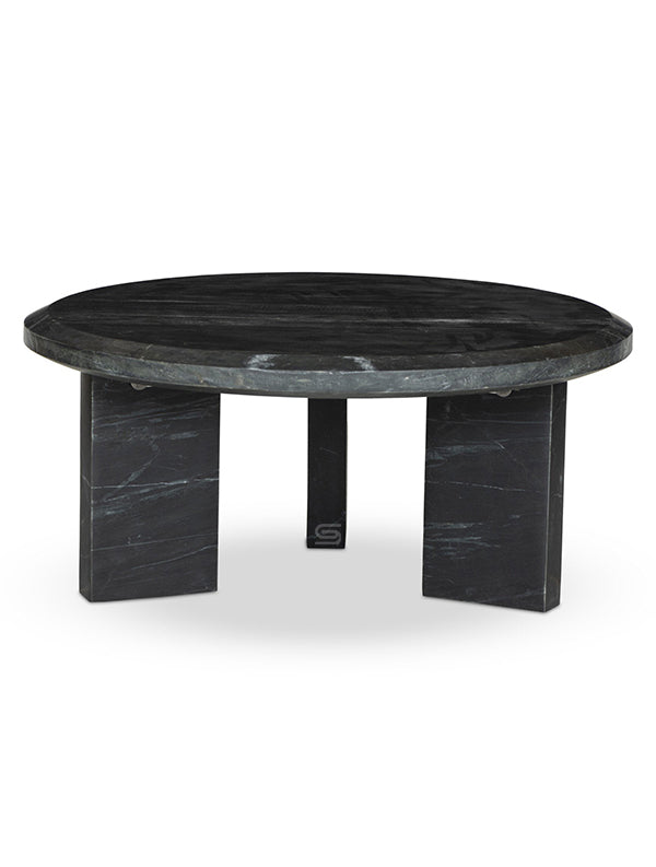 Eclipse Pillar Black Marble Coffee Table