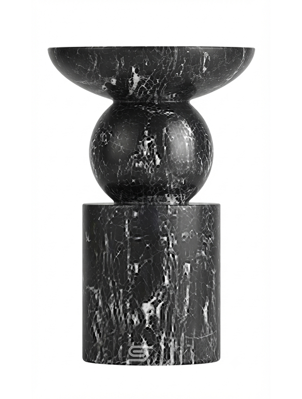 Nero Totem Orb-Core Solid Marble Side Table