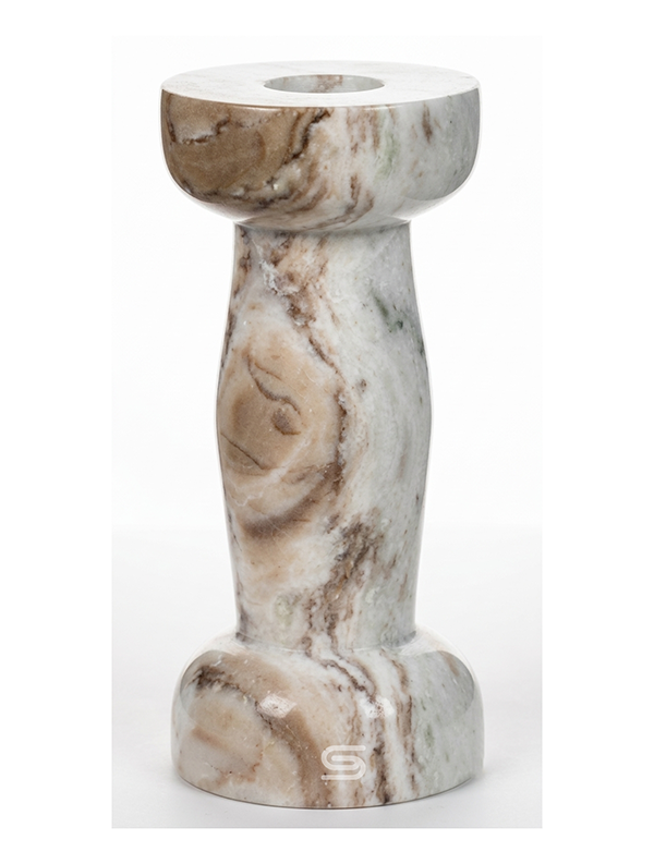 Juno Fluted Hourglass Marble Accent Side Table