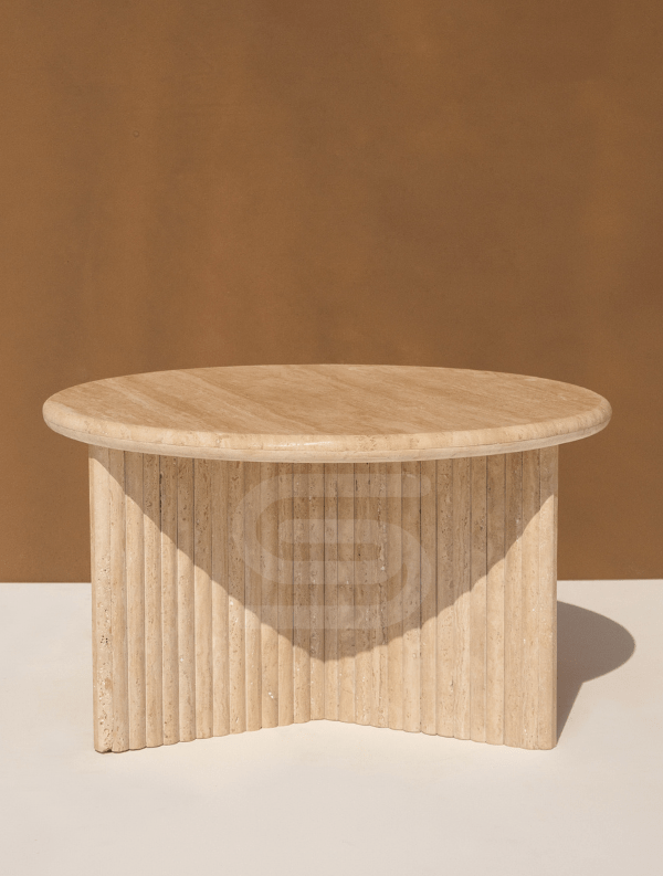 Jenoa Fluty Travertine Side Table