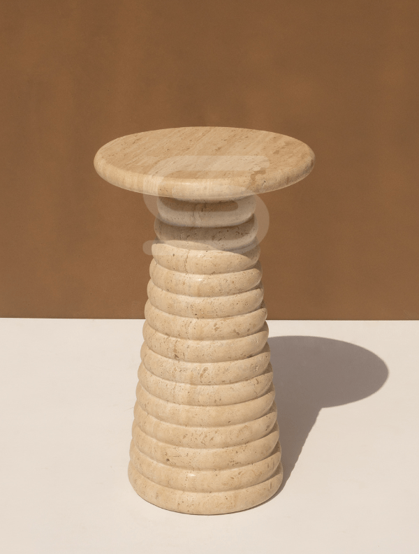 Cono Ringo Travertine Side Table