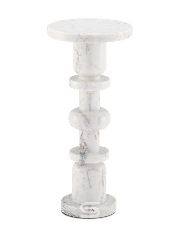 Avelis White Marble Side Table