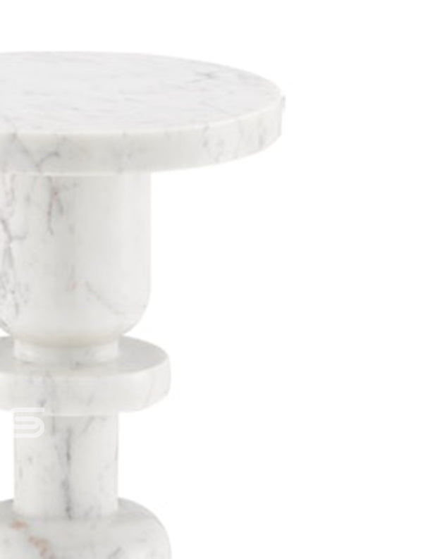 Avelis White Marble Side Table