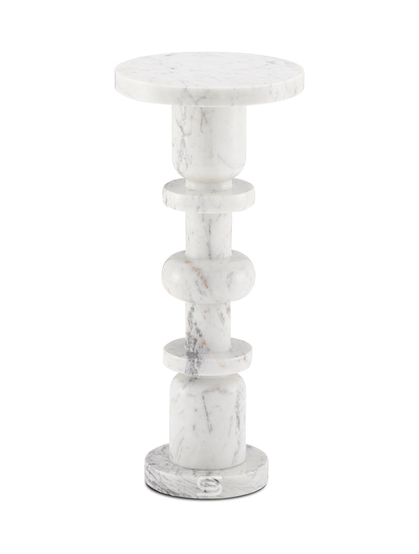 Avelis White Marble Side Table