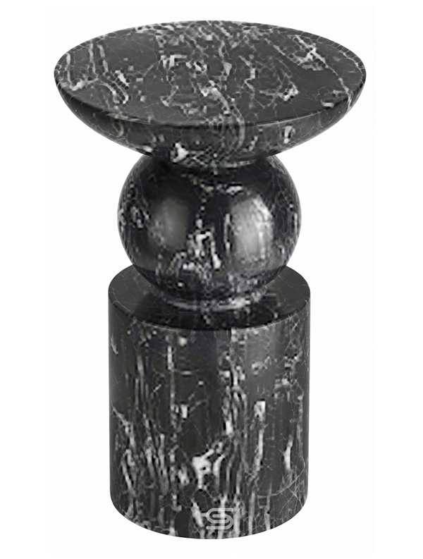 Nero Totem Orb-Core Solid Marble Side Table