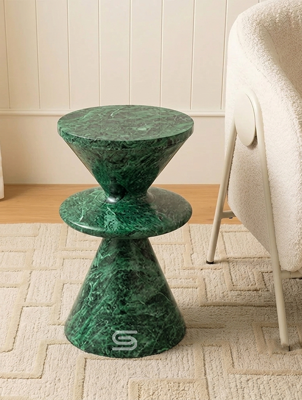 Esmeralda Tiered Hourglass Marble Side Table