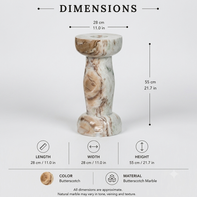 Juno Fluted Hourglass Marble Accent Side Table