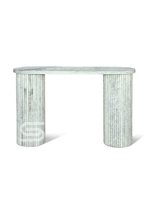 Augusta Fluted Double-Pedestal Marble Console Table