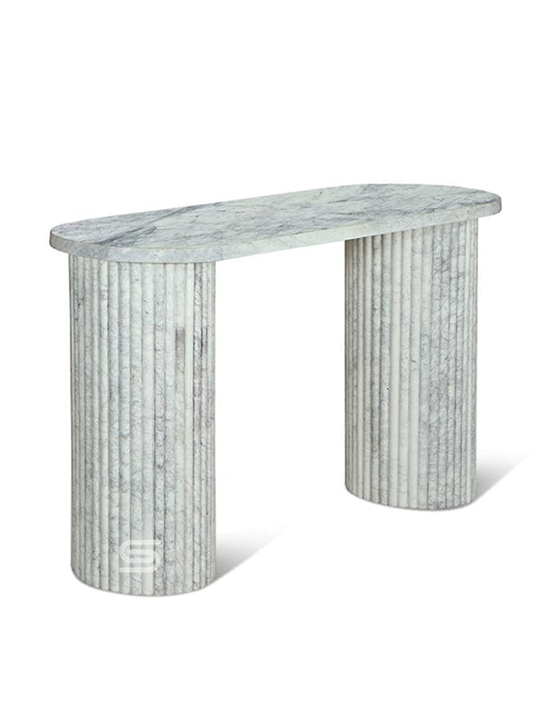 Augusta Fluted Double-Pedestal Marble Console Table