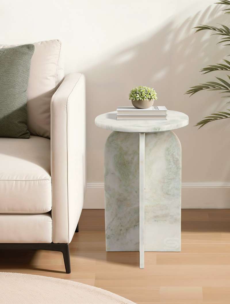 Aera Curved Panel Marble Side Table