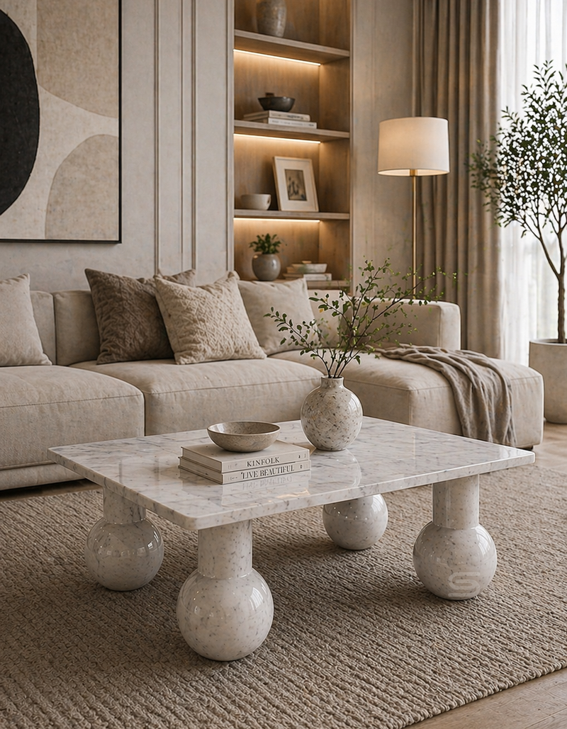 Luna White Purple Marble Coffee Table