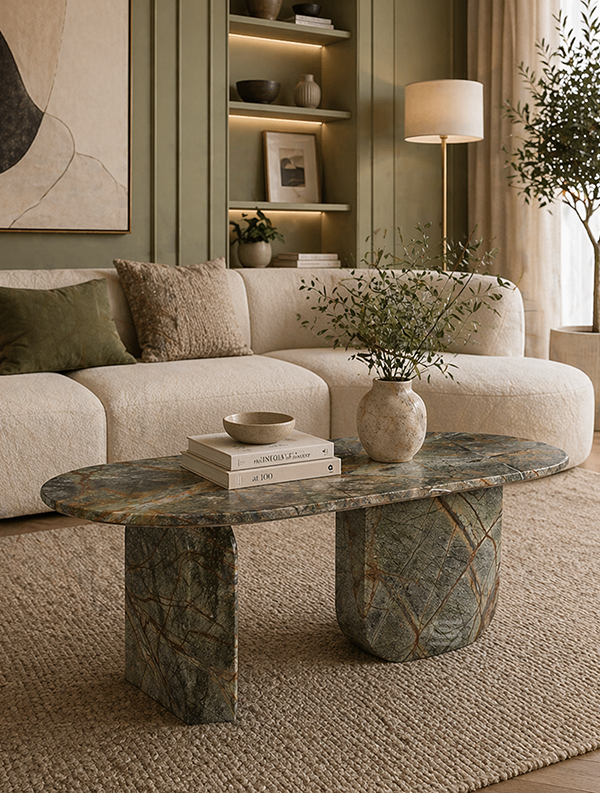 Verde Arc Green Marble Coffee Table