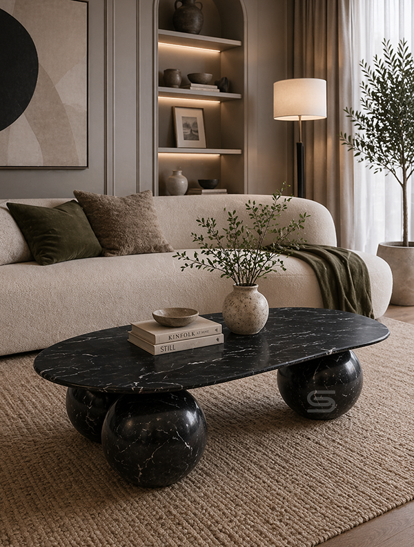 Obsidian Sphere Marble Coffee Table