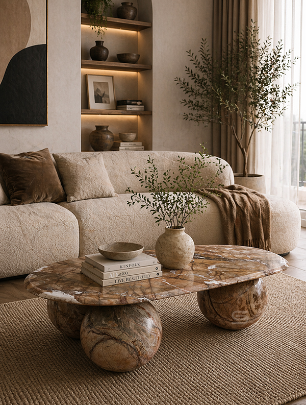 Terra Sphere Brown Marble Coffee Table