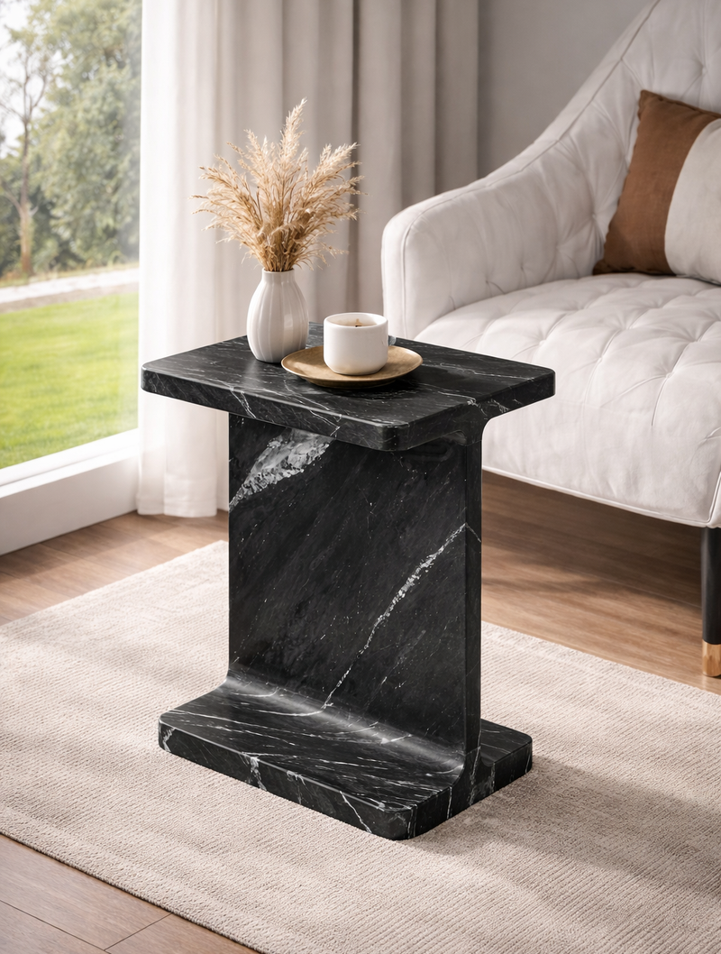 I-Beam Marble Side Table