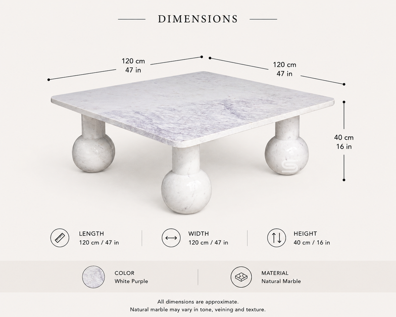 Luna White Purple Marble Coffee Table