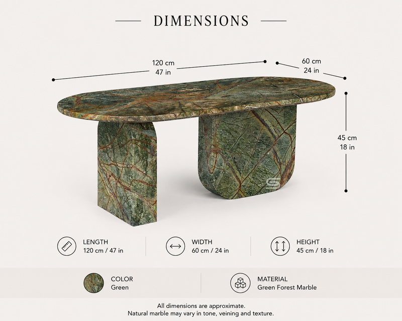 Verde Arc Green Marble Coffee Table
