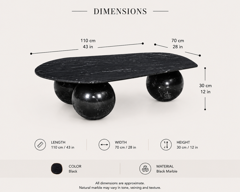 Obsidian Sphere Marble Coffee Table