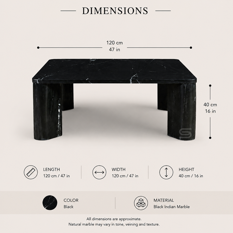 Obsidian Arc Black Marble Coffee Tab