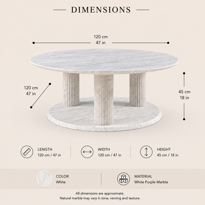 Aurelius Fluted Marble Coffee Table