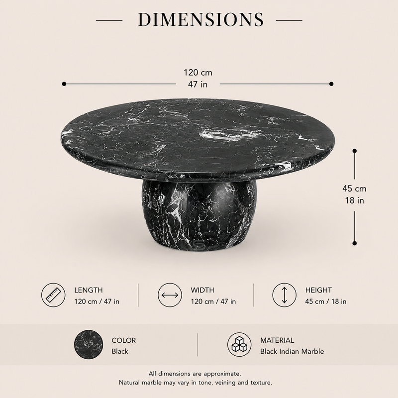 Eclipse Monolith Black Marble Coffee Table