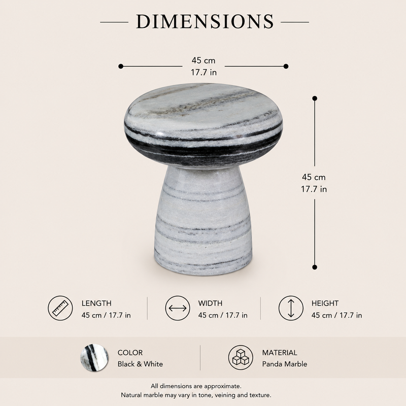 Strata Halo Panda Marble Side Table