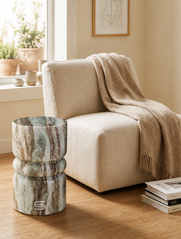 Solstice Butterscotch Marble Side Table