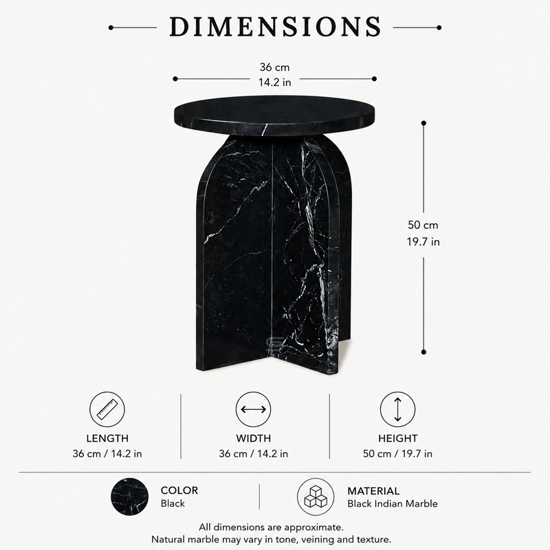 Cavaro Black Marble Side Table