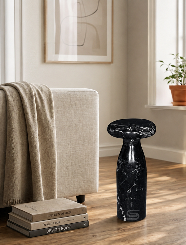 Noctra Black Marble Side Table