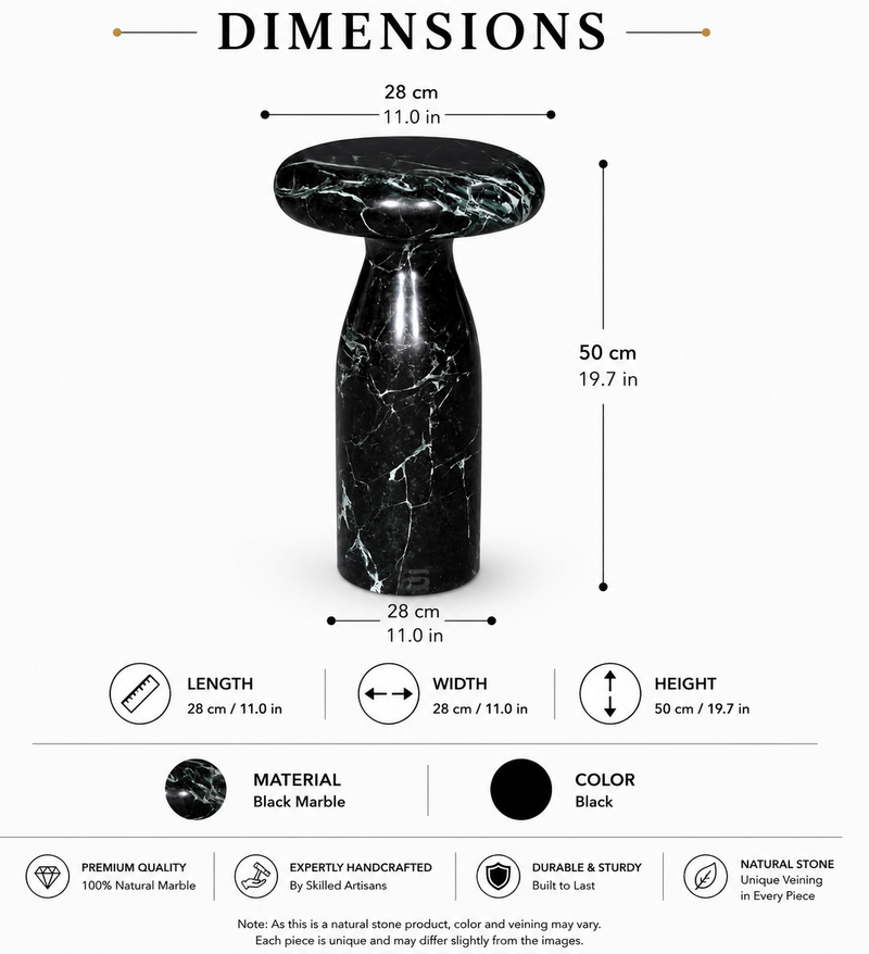 Noctra Black Marble Side Table
