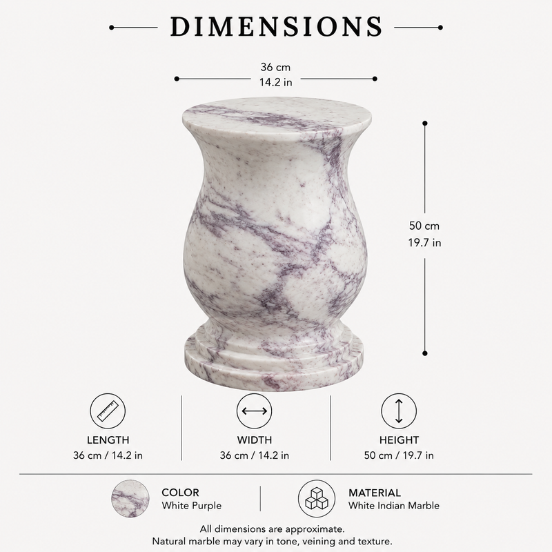 Virello White Marble Side Table