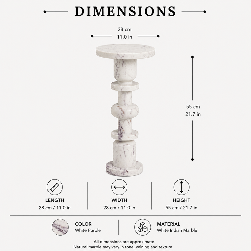 Avelis White Marble Side Table