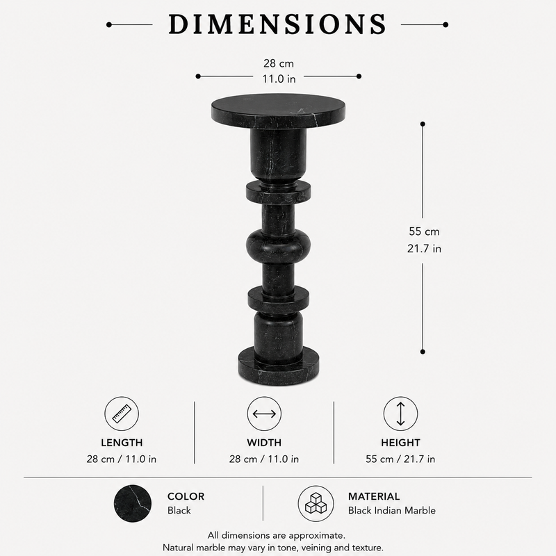 Noiris Black Marble Side Table