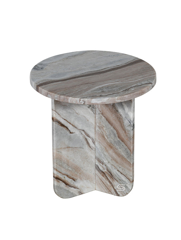 Organic Vein Round Pedestal Side Table