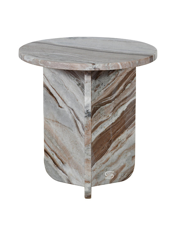 Organic Vein Round Pedestal Side Table