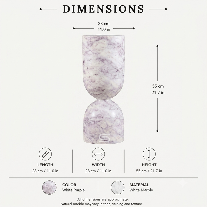 Atlas Monolith Asymmetric Hourglass Marble Accent Table