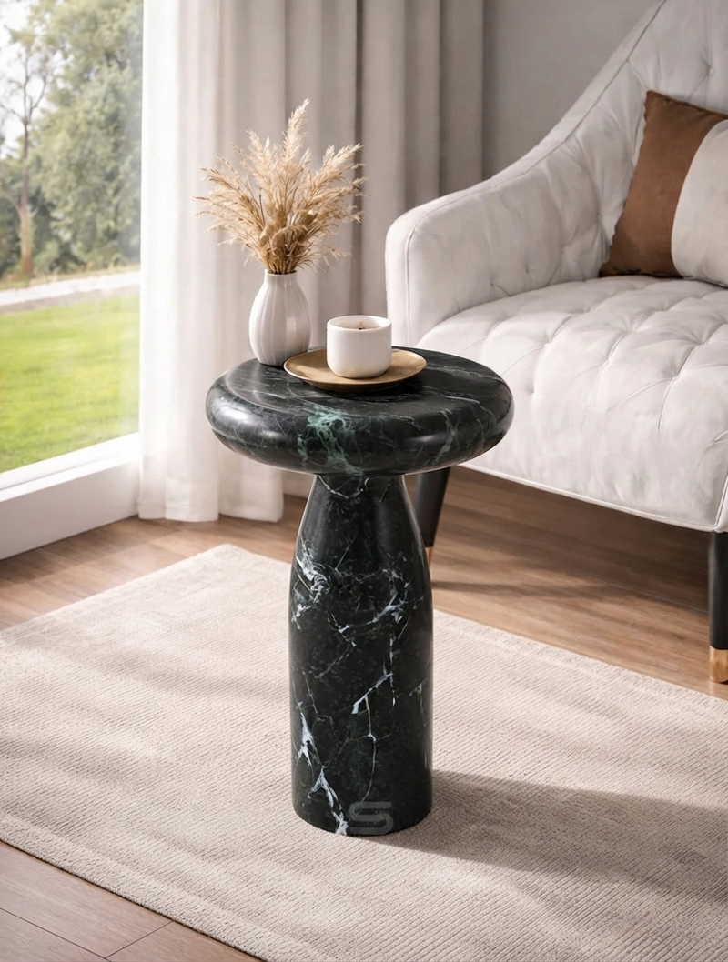 Noctra Black Marble Side Table