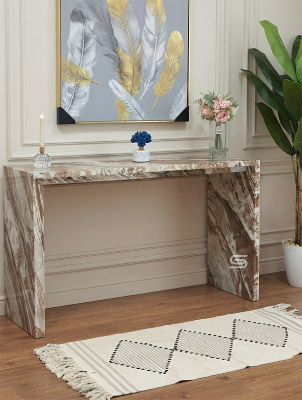 Travertine Horizon Bridge Console Table