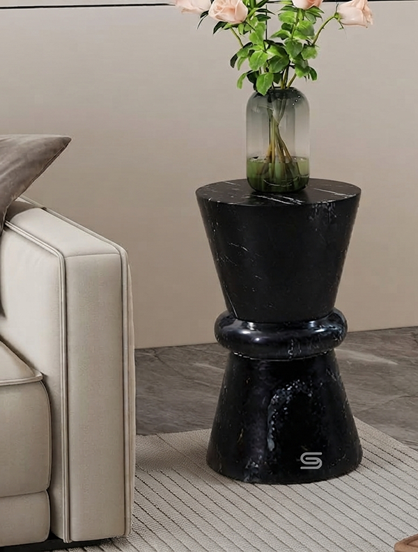 Luna Black Marble Accent Piece Side Table